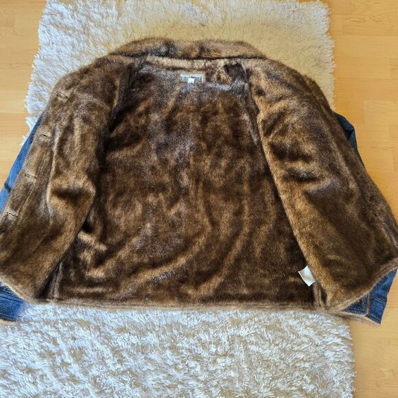 Marvin Richard's Women’s Jean Jacket with Faux Fur Linning & Trim Size XL Y2k - Picture 10 of 16